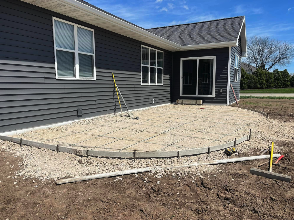 N&C Concrete crew preparation for patio pour